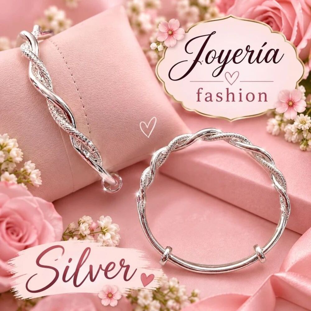 Bracelet Woman Adjustable Silver Color Braided Jewelry Fashion Elegant Bracelet